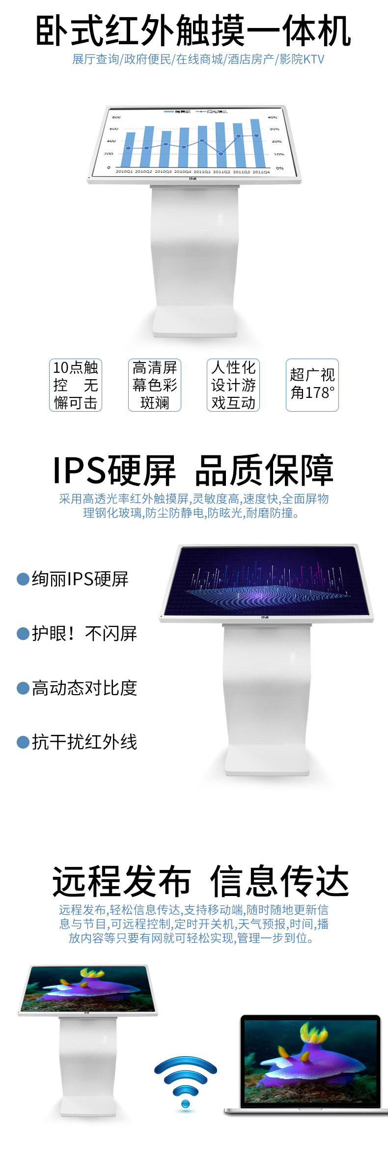 臥式65寸紅外觸摸一體機(jī)安卓版詳情圖